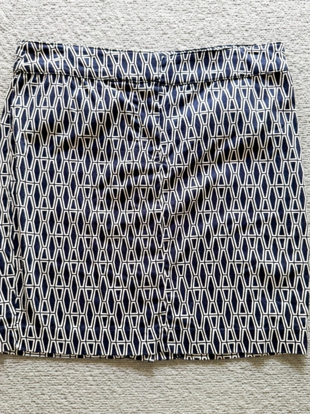 Ellen Tracy Size 4 Navy White Geometric Pencil Skirt Stretch Cotton Mini